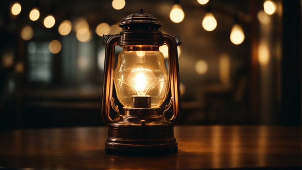 lantern with light bulb being used