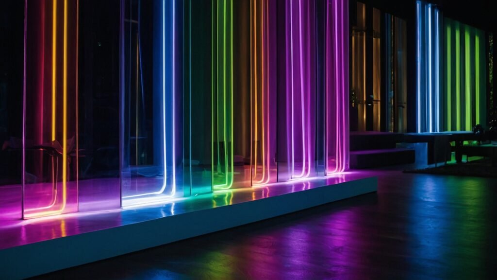 Colorful display of various LED lighting trends and applications, symbolizing the growing craze and versatility of LEDs.
