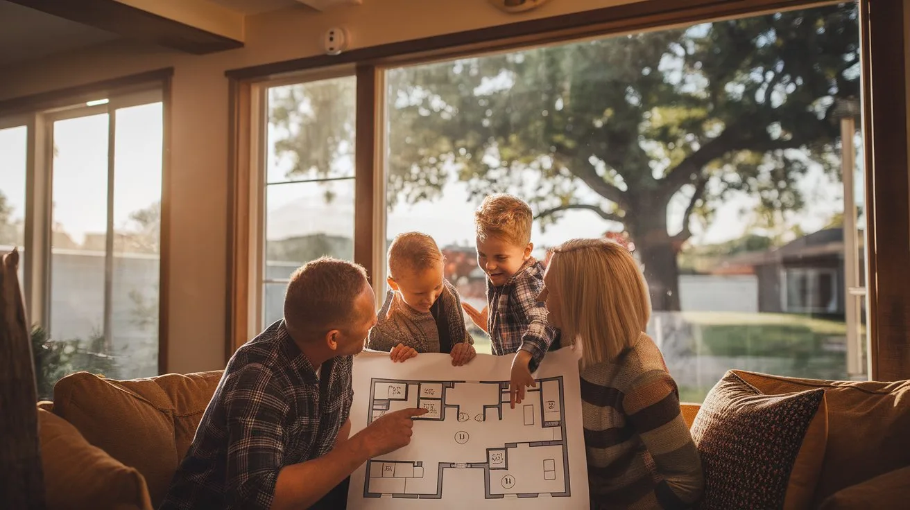 A photo of a family of four gathered around a draw OzUs0E 6T aY5i0gV9H9xA n0pKg2O2Q1mtMf0h2 86EA