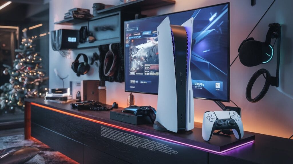 Create The Ultimate PS5 Setup For Gaming Bliss A Cinematic Shot Of A Modern Gaming Room 1024x574 